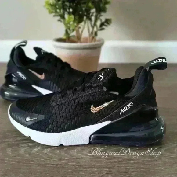 Womens Nike Air Max 270 Sneakers Shoes made with Rose Gold Swarovski Crystals - Picture 2 of 8